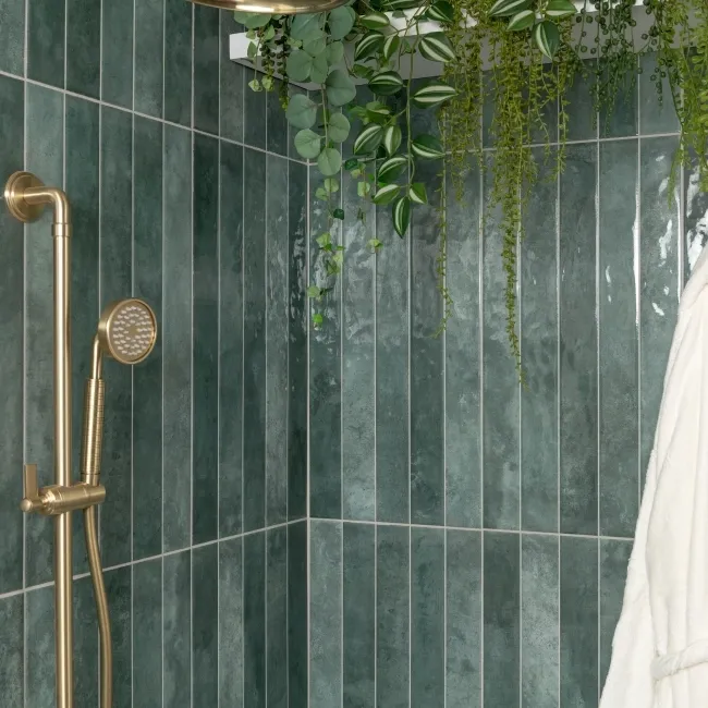 Ponto Green Stone Effect Gloss Ceramic Wall Tile