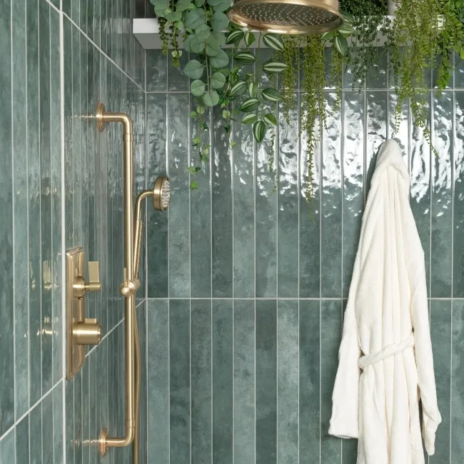 Ponto Green Stone Effect Gloss Ceramic Wall Tile