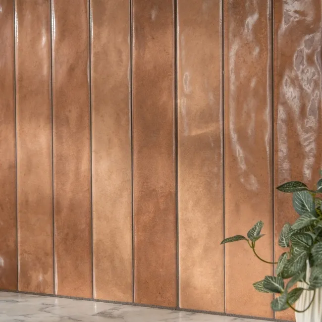 Ponto Teracotta Stone Effect Gloss Ceramic Wall Tile