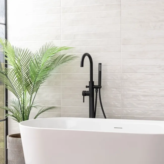 Ponto White Stone Effect Gloss Ceramic Wall Tile