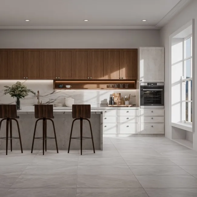 Glacier Grey Stone Effect Polished Porcelain Floor Tile