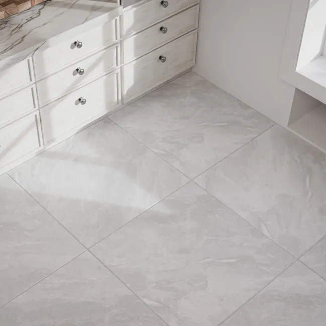 Glacier Grey Stone Effect Polished Porcelain Floor Tile