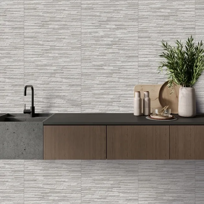 Premiere Grey Split Face Effect Matt Ceramic Wall Tile