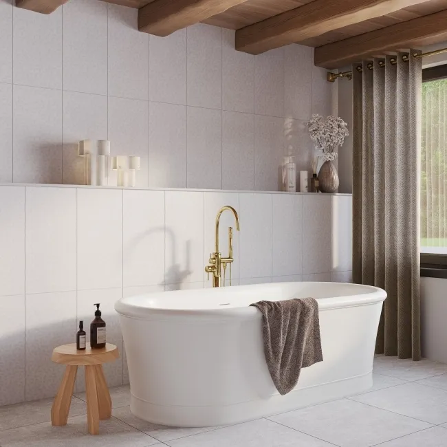 Dynamic White Floral Effect Matt Ceramic Wall Tile