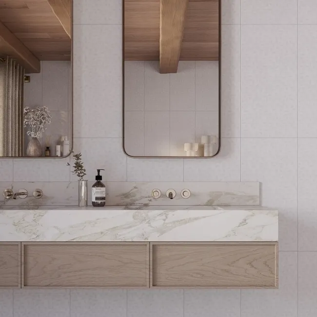 Dynamic White Floral Effect Matt Ceramic Wall Tile