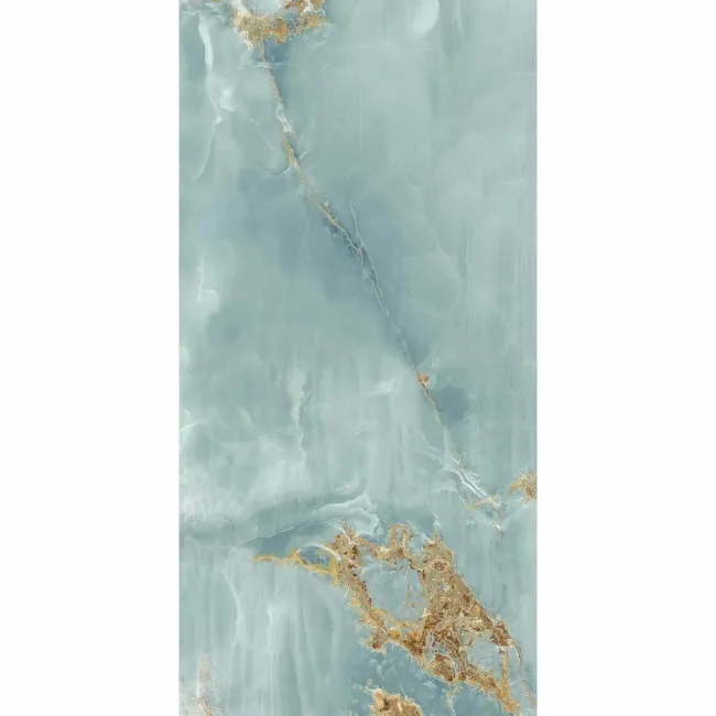 The Room Turquoise Onyx Marble Effect Polished Porcelain Wall and Floor Tile