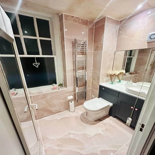 Onyx Marble Effect Rose Pink Polished Porcelain Wall and Floor Tile