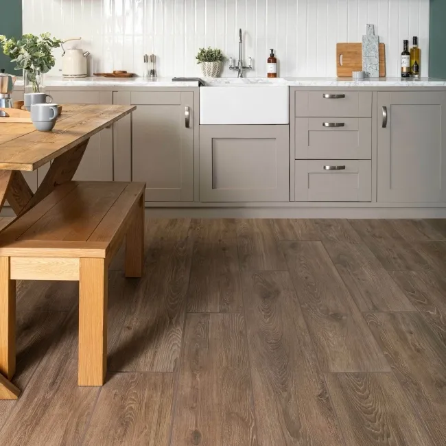 Verbier Dark Brown Large Wood Effect Anti-Slip Matt Porcelain Floor Tile