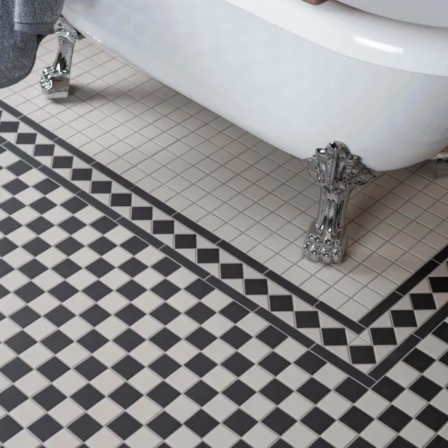 Victorian White & Black Chequer Mosaic