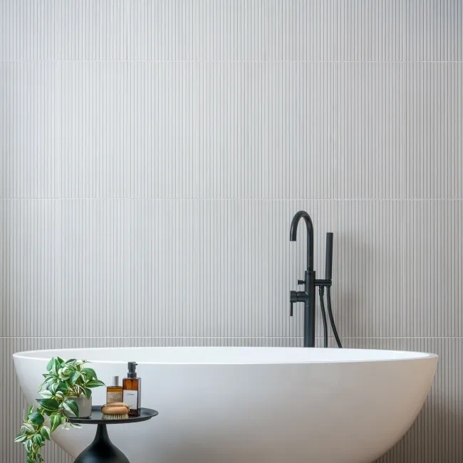White Slatted Wood Effect Matt Ceramic Wall Tile