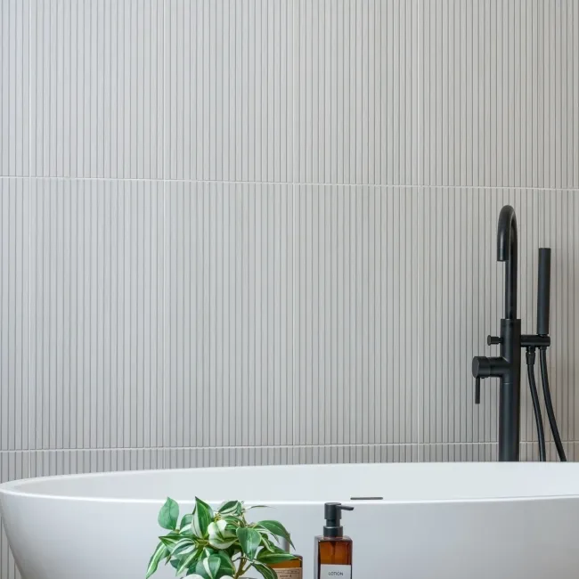 White Slatted Wood Effect Matt Ceramic Wall Tile