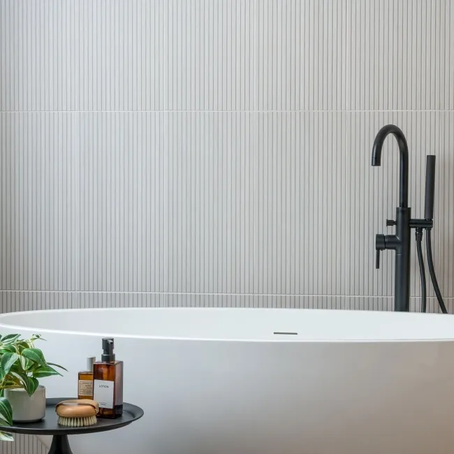 White Slatted Wood Effect Matt Ceramic Wall Tile