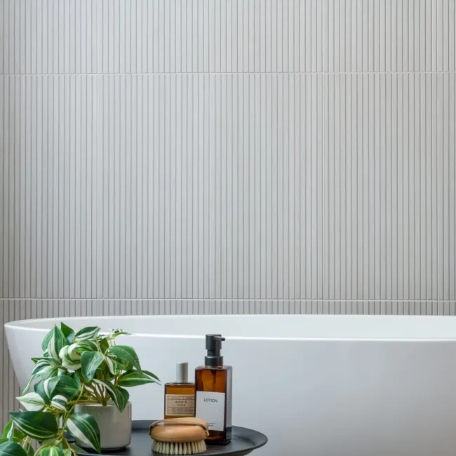 White Slatted Wood Effect Matt Ceramic Wall Tile