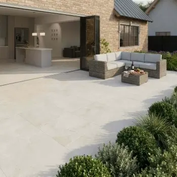 Infinity White Stone Effect Matt Porcelain Outdoor Slab Tile