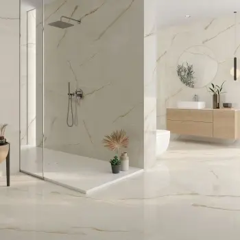 Roca Onice Supreme Cream Marble Effect Polished Porcelain Tile