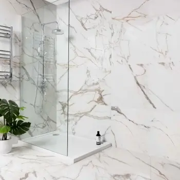 Calacatta Golden Grey Marble Effect Polished Porcelain Wall and Floor Tile