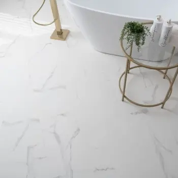 Crystal White Marble Tile Luxury Click Vinyl Flooring 5.5mm
