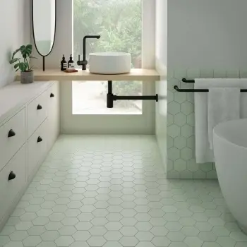Kromatika Hexagon Mint Porcelain Wall & Floor Tile bathroom 116x101mm roomset
