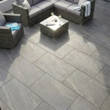 Nova Anthracite Stone Effect Matt Porcelain Outdoor Slab Tile