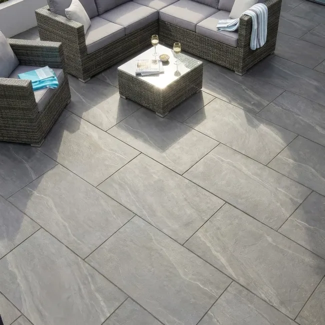 Nova Anthracite Stone Effect Matt Porcelain Outdoor Slab Tile