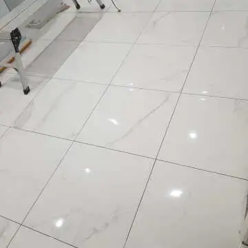 Carrara White Gloss Marble Effect Rectified Vitrified Ceramic Floor Tile