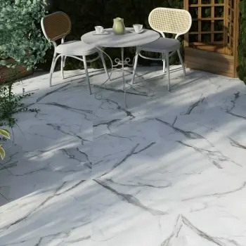 Carrara White Marble Effect Large Outdoor Porcelain Slab Tile