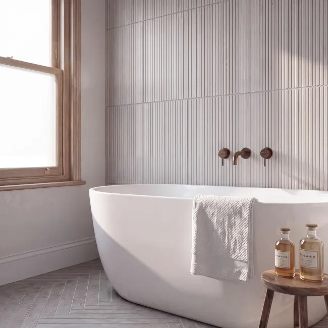 White Slatted Wood Effect Matt Ceramic Wall Tile