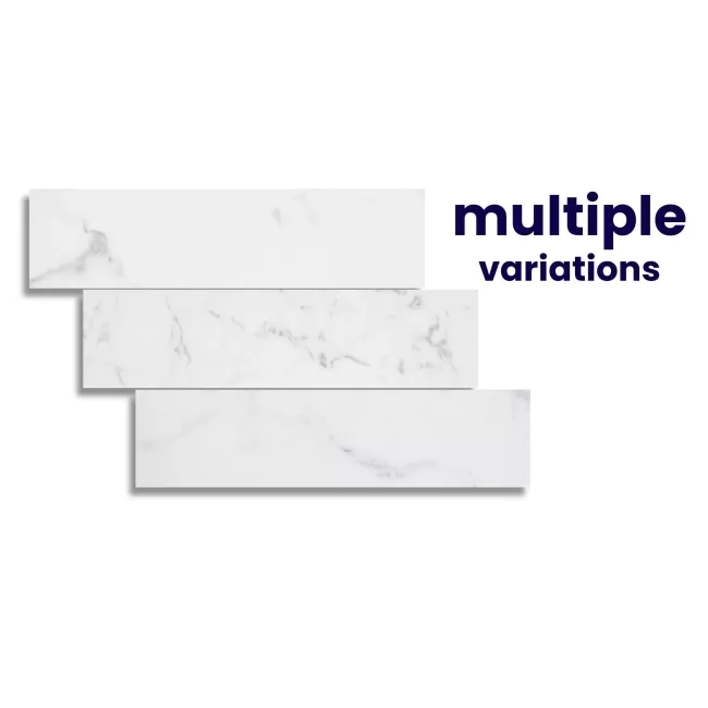 Carrara White Marble Effect Gloss Brick Wall Tile