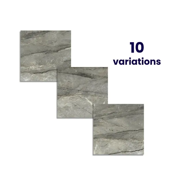 Breccia Adige Grey Large Polished Marble Effect Porcelain Floor Tile