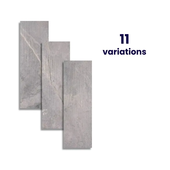 Tuscan Dark Grey Embossed Decor Stone Effect Matt Ceramic Wall Tile