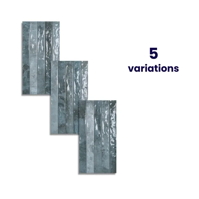 Ponto Blue Stone Effect Gloss Ceramic Wall Tile