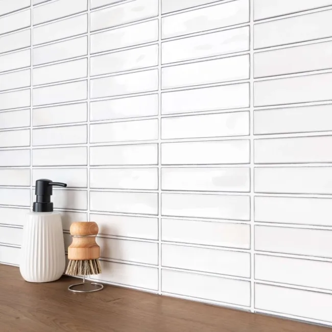 Alba White Kit Kat Effect Gloss Ceramic Wall Tile