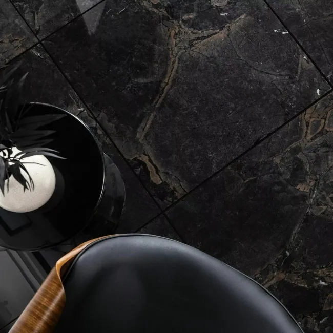 The Room Black Italian Polished Porcelain Wall and Floor Tiles