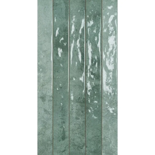 Ponto Green Stone Effect Gloss Ceramic Wall Tile