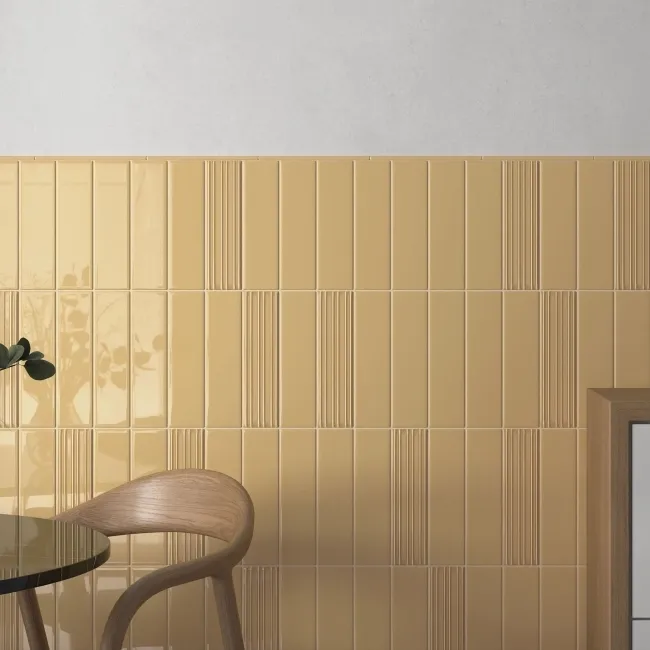 Lumina Rattan Yellow Gloss Decor Ceramic Wall Tile
