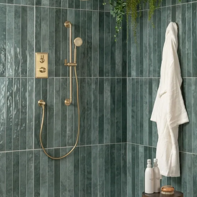 Ponto Green Stone Effect Gloss Ceramic Wall Tile
