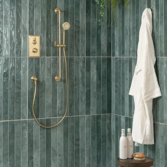Ponto Green Stone Effect Gloss Ceramic Wall Tile