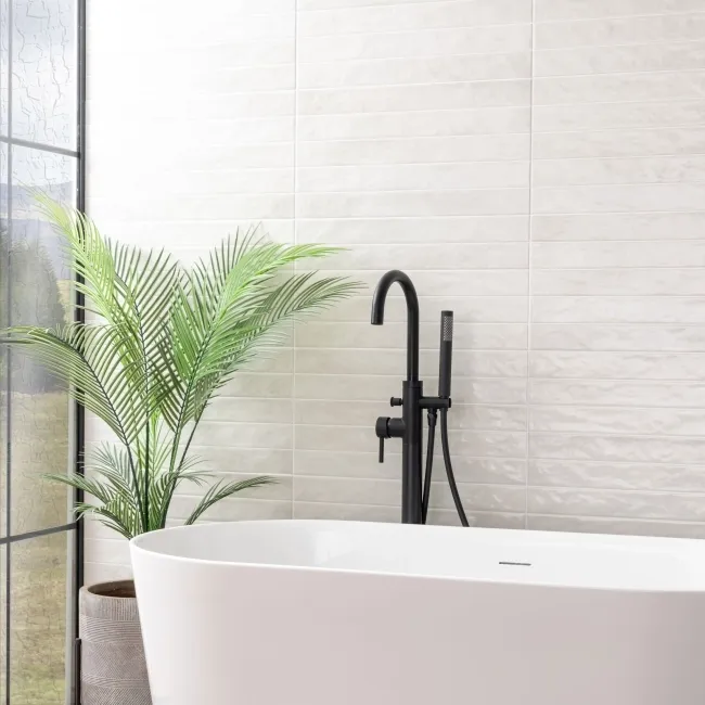 Ponto White Stone Effect Gloss Ceramic Wall Tile
