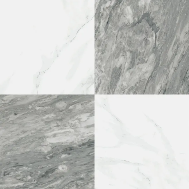 Marble Chess Effect Grey & White Matt Porcelain Tile
