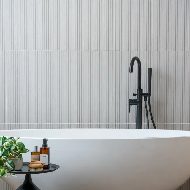 White Slatted Wood Effect Matt Ceramic Wall Tile