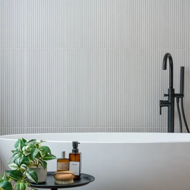 White Slatted Wood Effect Matt Ceramic Wall Tile