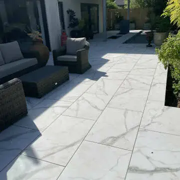 Carrara White Marble Effect Large Outdoor Porcelain Slab Tile