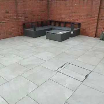 Portman Grey Stone Effect Matt Porcelain Outdoor Slab Tile
