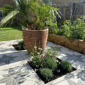Bellevue Star Decor Ivory Matt Stone Effect Porcelain Outdoor Slab Tile