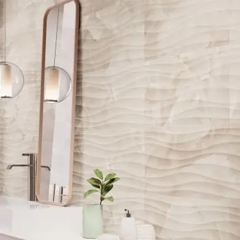 Garner Ivory Decor Onyx Marble Effect Gloss Ceramic Wall Tile
