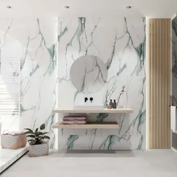 Fantasy Calacatta Green Polished Marble Effect Porcelain Wall and Floor Tile