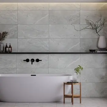 Fior Di Bosco Light Grey Marble Effect Gloss Ceramic Wall Tile