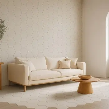 Antic Hexagon Cream Stone Effect Matt Porcelain Tile