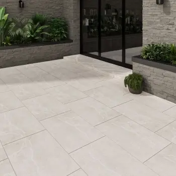 Kansas Beige Marble Effect Matt Porcelain Large Outdoor Slab Tile