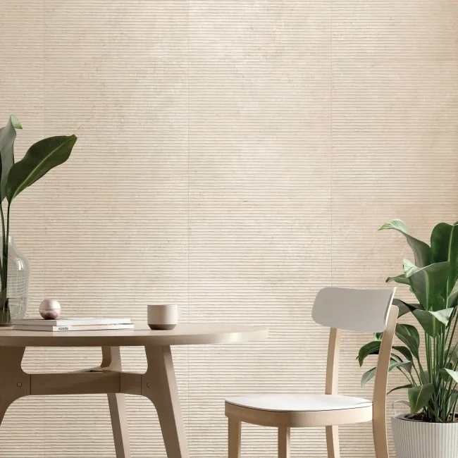 Roca Limestone Effect Decor Ivory Matt Ceramic Wall Tile